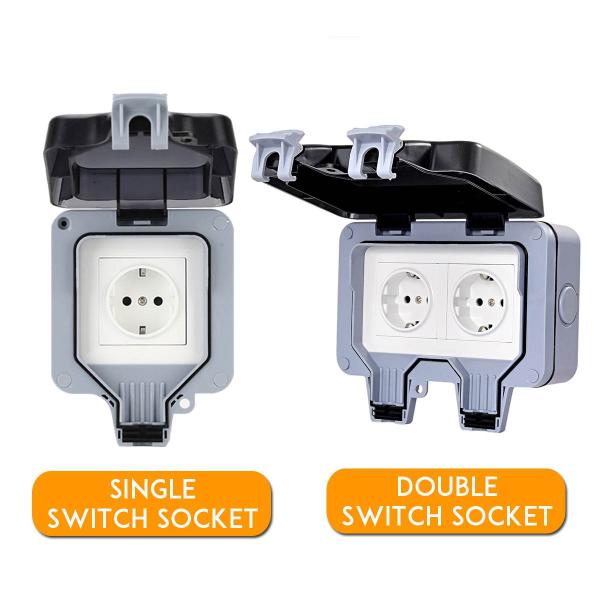 Wall Mounted Power Outlet Socket Outdoor Charging Poles Plastic Switch Box IP66 Wheatherproof