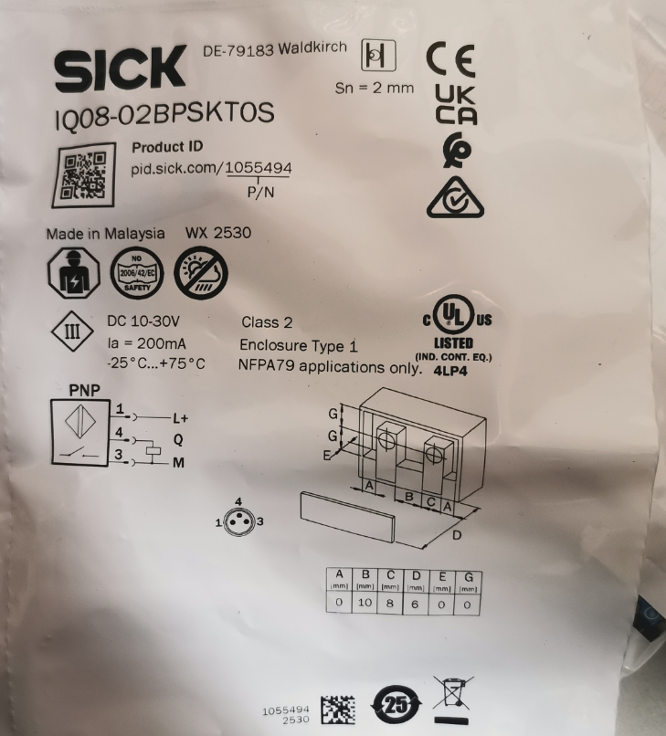 New & Original PLC Inductive Proximity Switch Sensor IQ08-02BPSKT0S 1055494