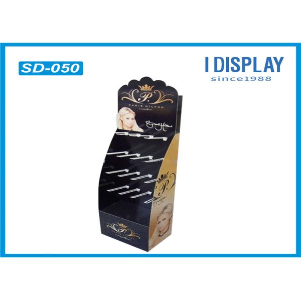 Hair Ornaments Cardboard Floor Display Stands , Foldable Display Stand With Hooks