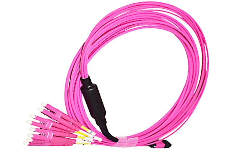 Quality Multimode Type B Duplex OM4 Fiber Optic Cable LC UPC LSZH MPO Breakout Cable for sale