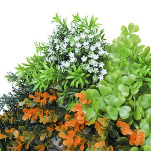 Home Decorative PE Artificial Plant Wall Ornaments Plastic Grass Backdrop Panel