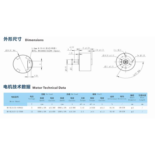 12v 24v DC Brushless Motor Micro Electric Engine 2415 With Hall Drive Board , Mini BLDC Motor for Automation Equipment