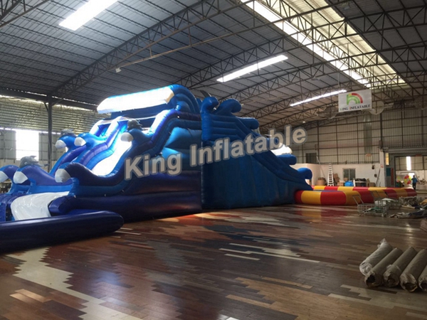 Blue Dolphin Huge Water Slides Inflatable Durable Plato 0.55 mm PVC Tarpaulin
