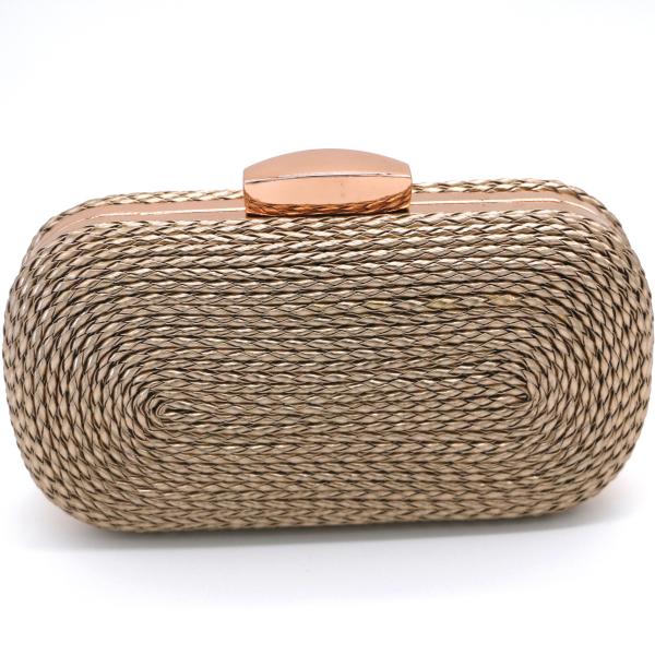 Buy Leather Material Evening Clutch Handbag Rose Gold Color 20cm×10.5cm at wholesale prices