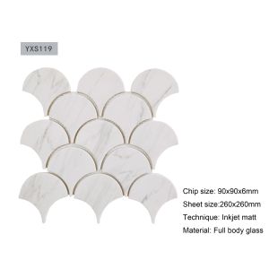 Fan Shaped Glass Mosaic Tiles 260x240mm Inkjet Matt Finish