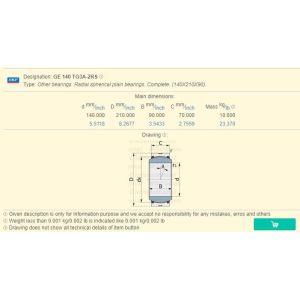 GE 140 TG3A-2RS , GE140TG3A-2RS Radial spherical plain bearings