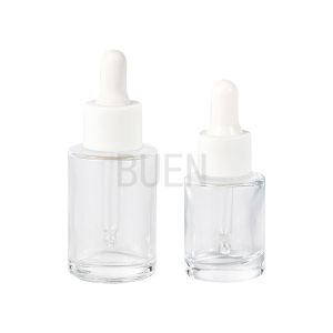 Flat Shoulder Liquid Glass Dropper Bottle With Soft Rubber Head