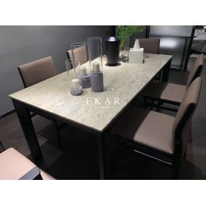 Modern Rectangle Marble Top Solid Wood Set Dining Table Design