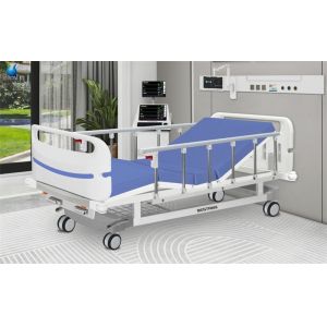 China Easy Moving Manual Hospital Bed With Side Rails Mattress For Emergency Room on sale