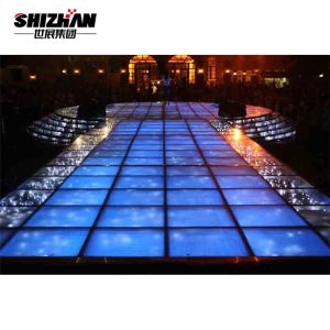 Large Corporate Event Stage Retractable Acrylic Tempered Glass Lights Round