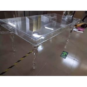 Handmade Clear Acrylic Dining Table Ghost Surface Top 200x100x75cm