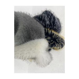 Back Material 100% Polyester Printed Grey Fur with Black Tip Artificial Fur