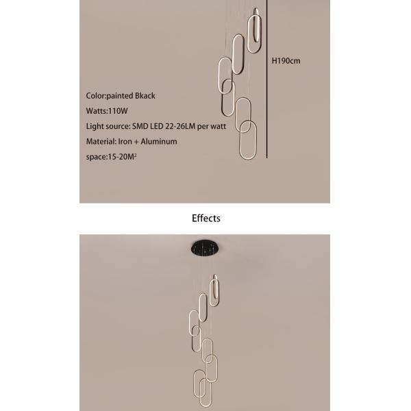 Oval Pendant Light Modern Minimalist Duplex Hall Nordic Living Room Lamp Villa Spiral Staircase Chandelier(WH-NC-75)