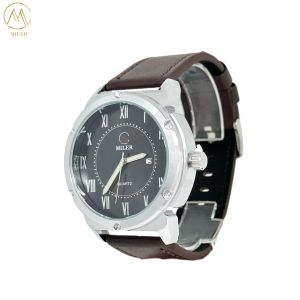 Hot Sell Alloy White Black Metal Quartz Movt Watch With Leather Strap