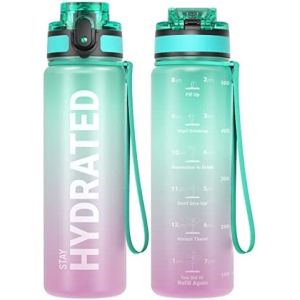 32oz Motivational Sports Water Bottle with Time Marker - Times to Drink - Tritan