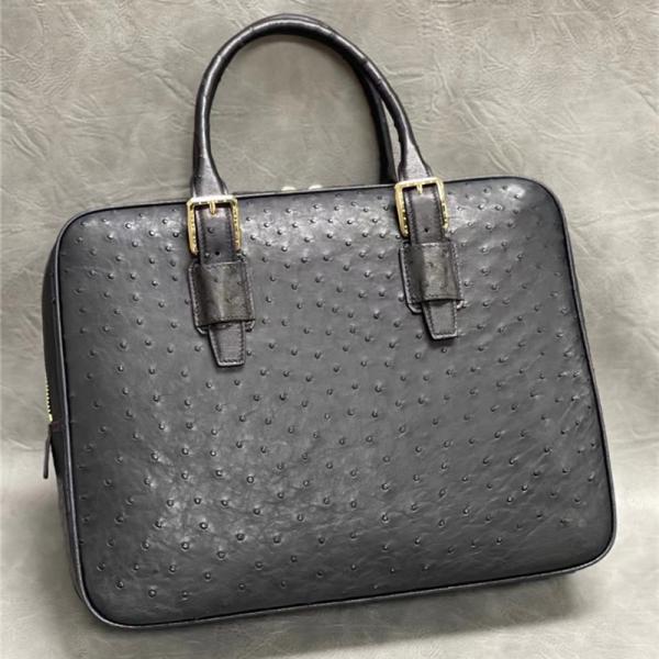 Authentic Real True Ostrich Skin Businessmen Briefcase Laptop Purse Bag Genuine Exotic Leather Male Working Handbag