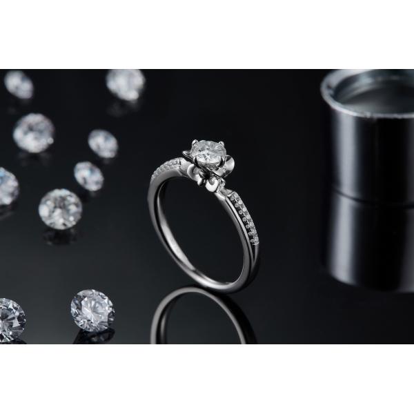 Flower Cut Moissanite Engagement Ring Unique 14KN White Gold Ring Moissanite Engagement Ring