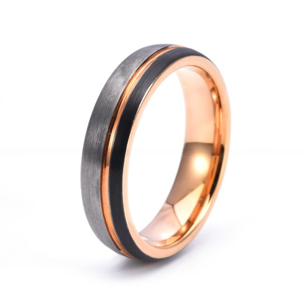 Jewelry Type Women's Wedding Jewelry 4mm Polished Brushed Faceted Gold Tungsten Carbide Ring