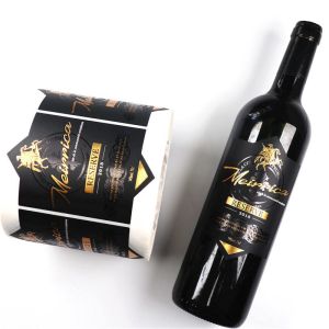 Custom Textured Paper Wine Bottle Labels Gold Foil Stamping Waterproof