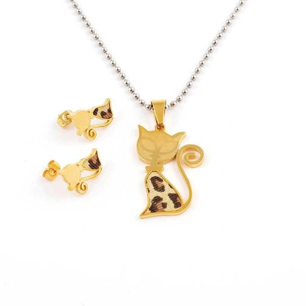 South American Fashion Stainless Steel Earrings With Matched Pendant Necklace