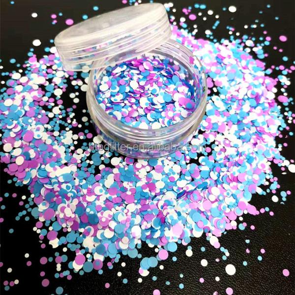 Customs Glitter Option Loose Glitter in Polyester for Shaped Heart Star Moon Dot Chunky Mix