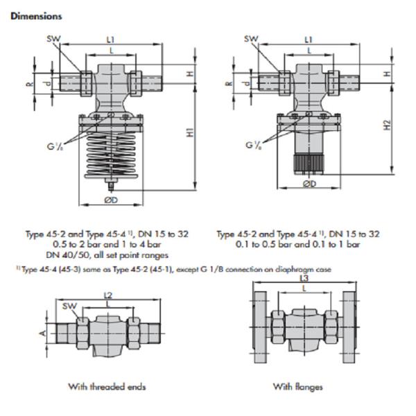 PN 25 Pressure Differential Pressure Regulator With Flow Pipe Installation