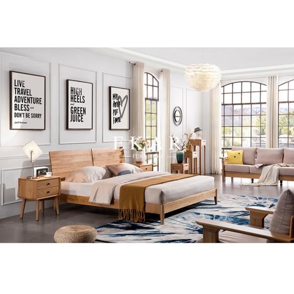 Buy Modern Simple Solid Oak Wood Bed Designer Furniture at wholesale prices