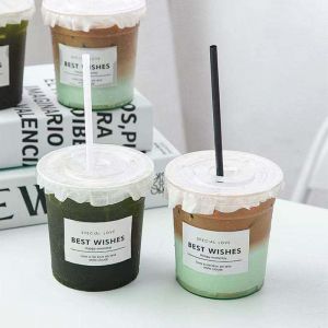 Custom Printed Bio 100% Compostable PLA Transparent Cup Disposable Smoothie