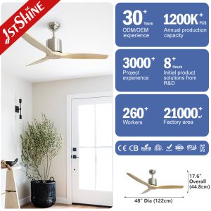 2in1 Wood Ceiling Fan With Remote Control DC Motor Indoor Decoration
