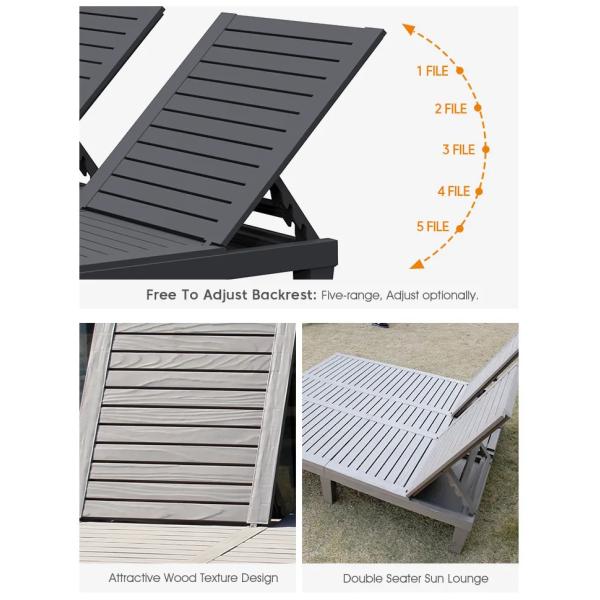 Plastic Stackable Adjustable Sun Lounger Chair for Outdoor Beach Patio Hotel Swimming Pool