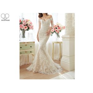 Sweetheart Mermaid Bridal Gowns / Fishtail Bridal Dress Perspective Sleeves Back
