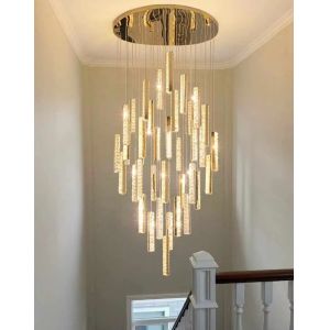 3000K-6500K Color Temperature Crystal Chandelier LED Ring for Modern Hotel Lobby
