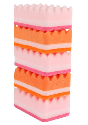 New Style Kitchen Cleaning Dish Scouring Flower Printed Sponge with Pads/sponge+non-woven