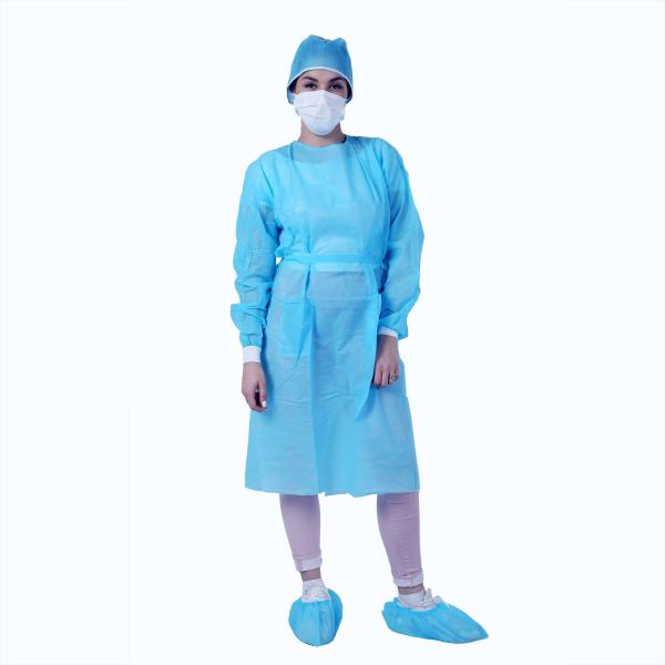 Buy Fluid Resistant 35GSM PE PP Disposable Surgical Isolation Gown at wholesale prices