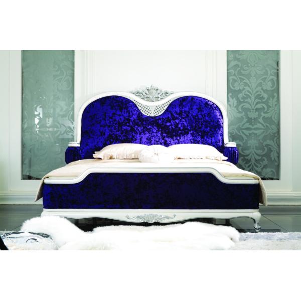 French fabric luxury solid wood carved double bed European style princess wedding bed villa furniture