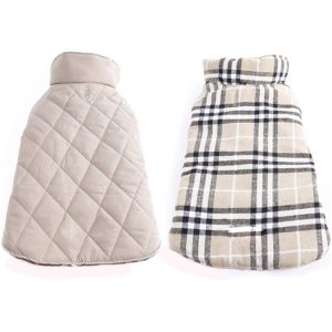 Waterproof Windproof Reversible British Style Plaid Dog Vest Winter Coat