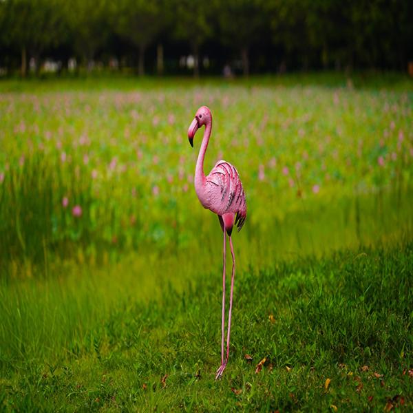 Outdoor Pink Flamingo Metal Yard Art / Metal Flamingo Garden Stake