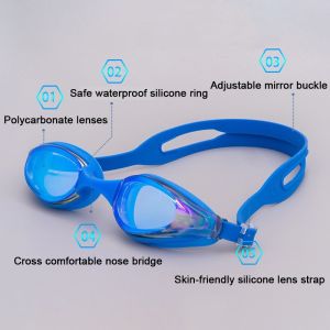 Dark Blue Personalized UV Protection Swimming Goggles Antifog Male Swimming