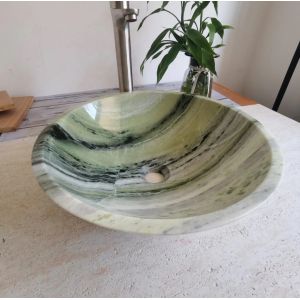 Premium Shangri-La Jadeite Marble Vanity Basin | Luxury High-Gloss Finish