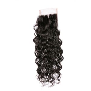 Quality Malaysian Water Wave Swiss Lace Closure Free Parting Natural Color No Shedding for sale