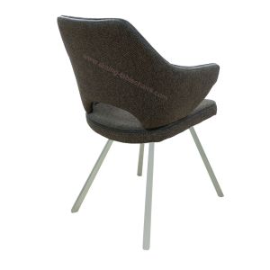 Fabric Upholstered Stainless Steel Dining Chairs Stylish Brushed Coned Legs