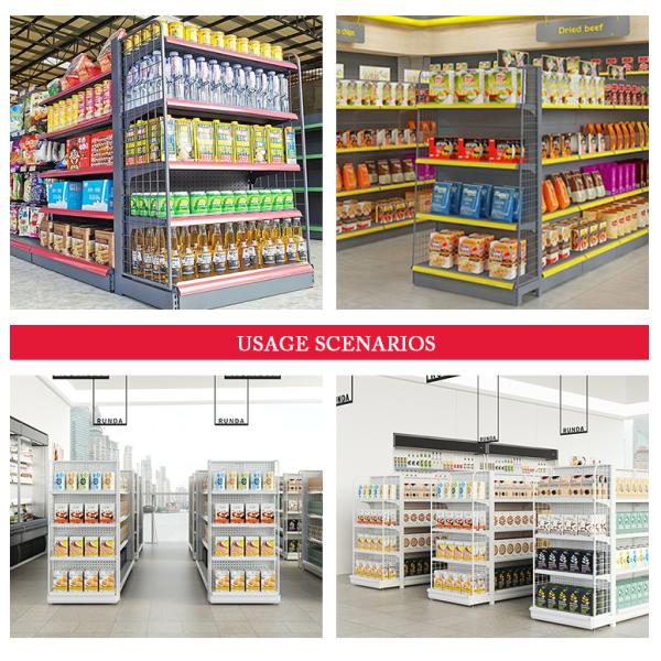 Metal Supermarket Shelving Gondola Rack 30-100kg Capacity Customizable