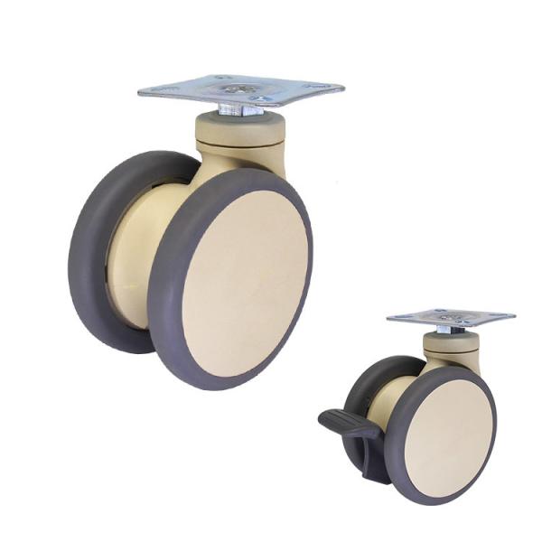 4 Inch Soft Rotating Wheel Plate Type Medical Casters 209LBS Loaded For Dental