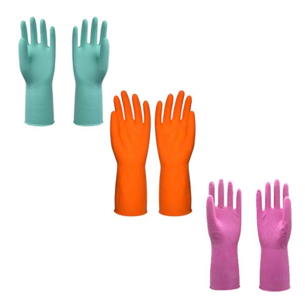 Flocked Lined Latex Rubber Gloves For Washing Dishes