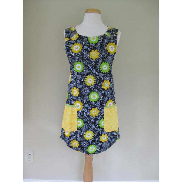 Ladies Apron, Floral Apron, Kitchen Apron, Full Cooking Apron, Gift For Women, Yellow Apron, cooking Apron, Adult Aprons