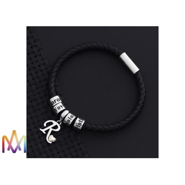 17g Antifatigue Beads Mens Engraved Bracelets With Alphabet Charm