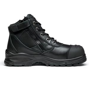 Black Corrected Top Layer Corrected Leather SBP Standard Steel Toe Safety Boots