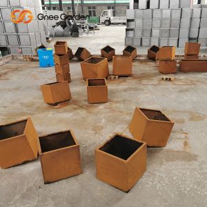 Outdoor Silver Weathering Steel Planters Rectangular Large