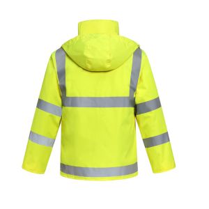 Reflective PPE Safety Wear Fluorescent Yellow Waterproof Reflective Raincoat