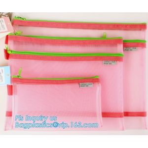 Expandable carriable a4 document bag with hanger, PVC EVA mesh pouch a4 b4 size
